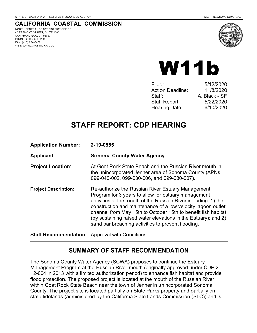 Staff Report: Cdp Hearing