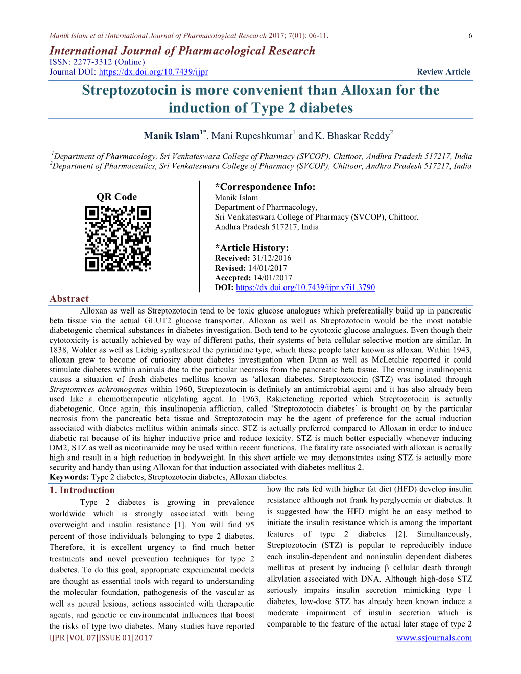 Streptozotocin Is More Convenient Than Alloxan for the Induction of Type 2 Diabetes