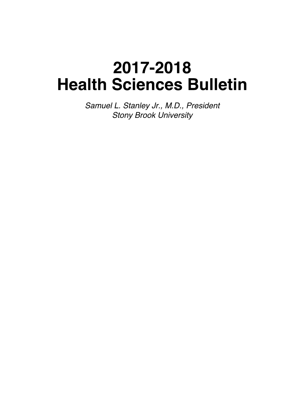 2017-2018 Health Sciences Bulletin