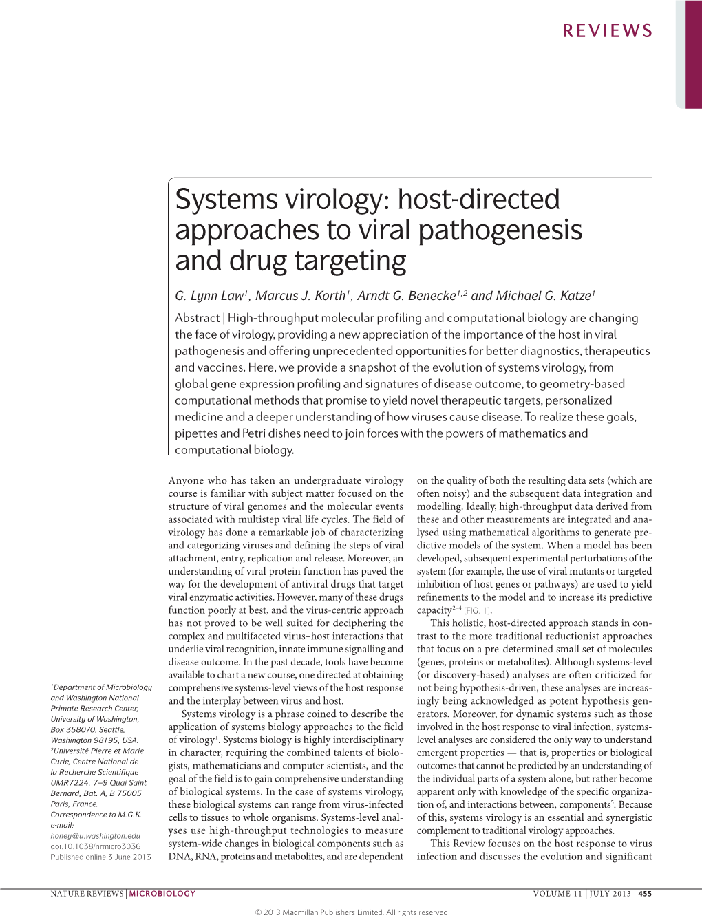 Systems Virology: Host-Directed Approaches to Viral Pathogenesis and Drug Targeting