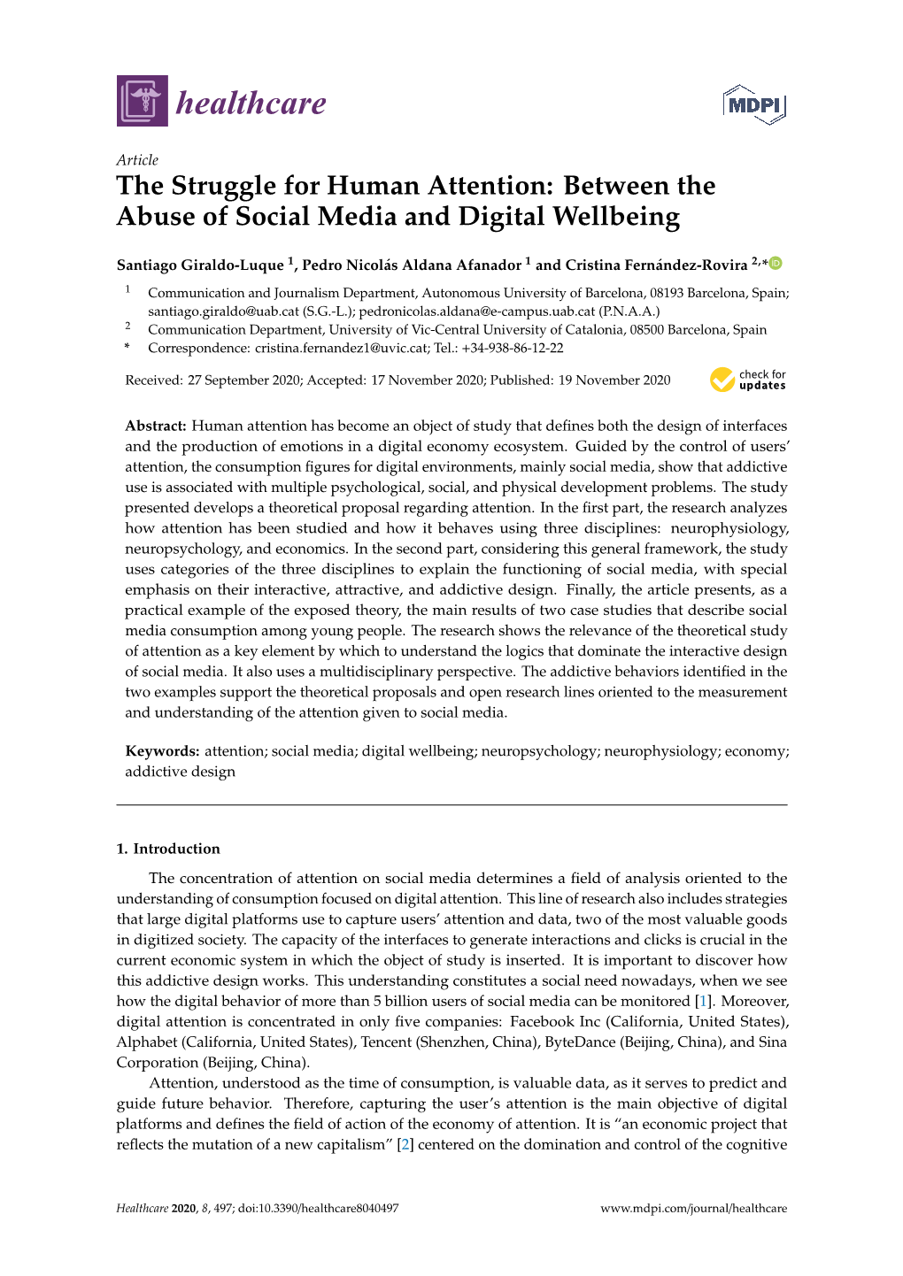 The Struggle for Human Attention: Between the Abuse of Social Media and Digital Wellbeing