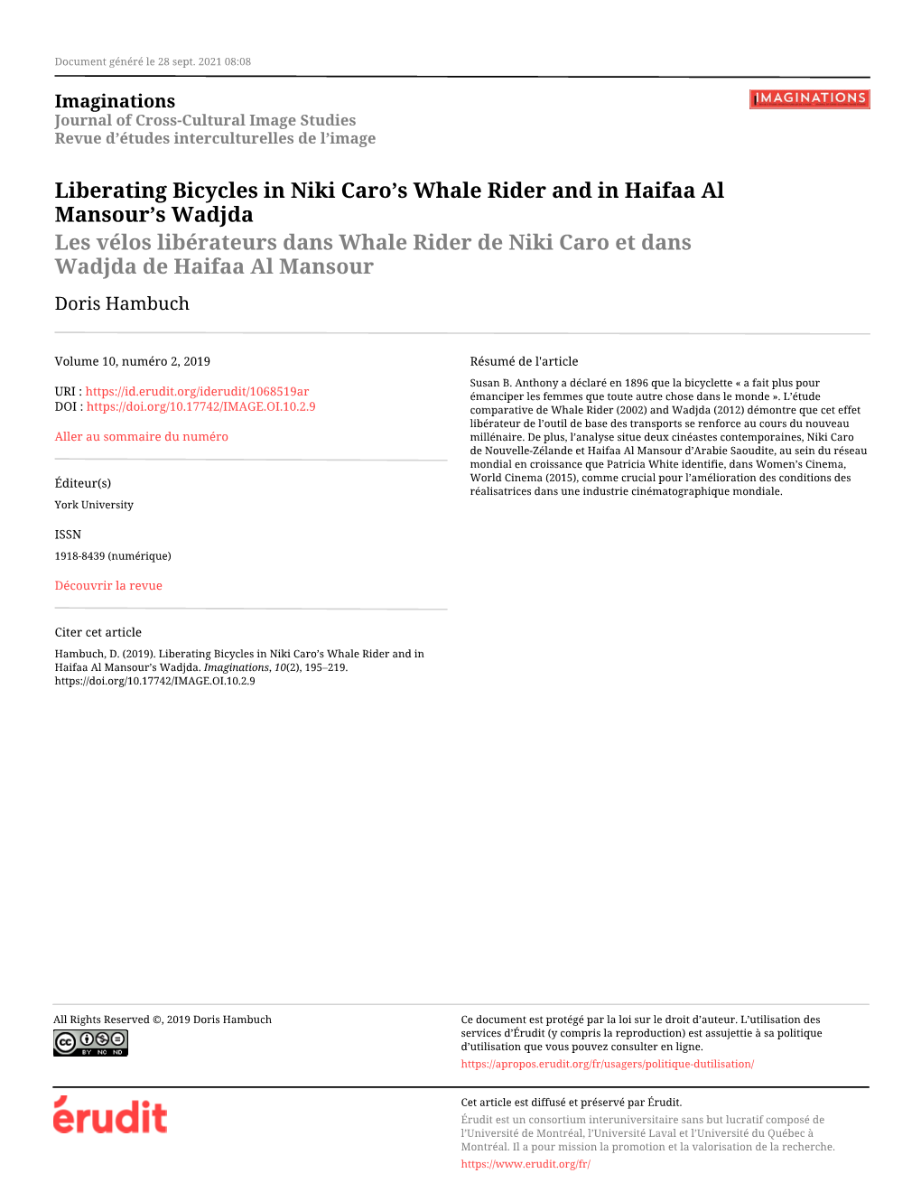 Liberating Bicycles in Niki Caro's Whale Rider and in Haifaa