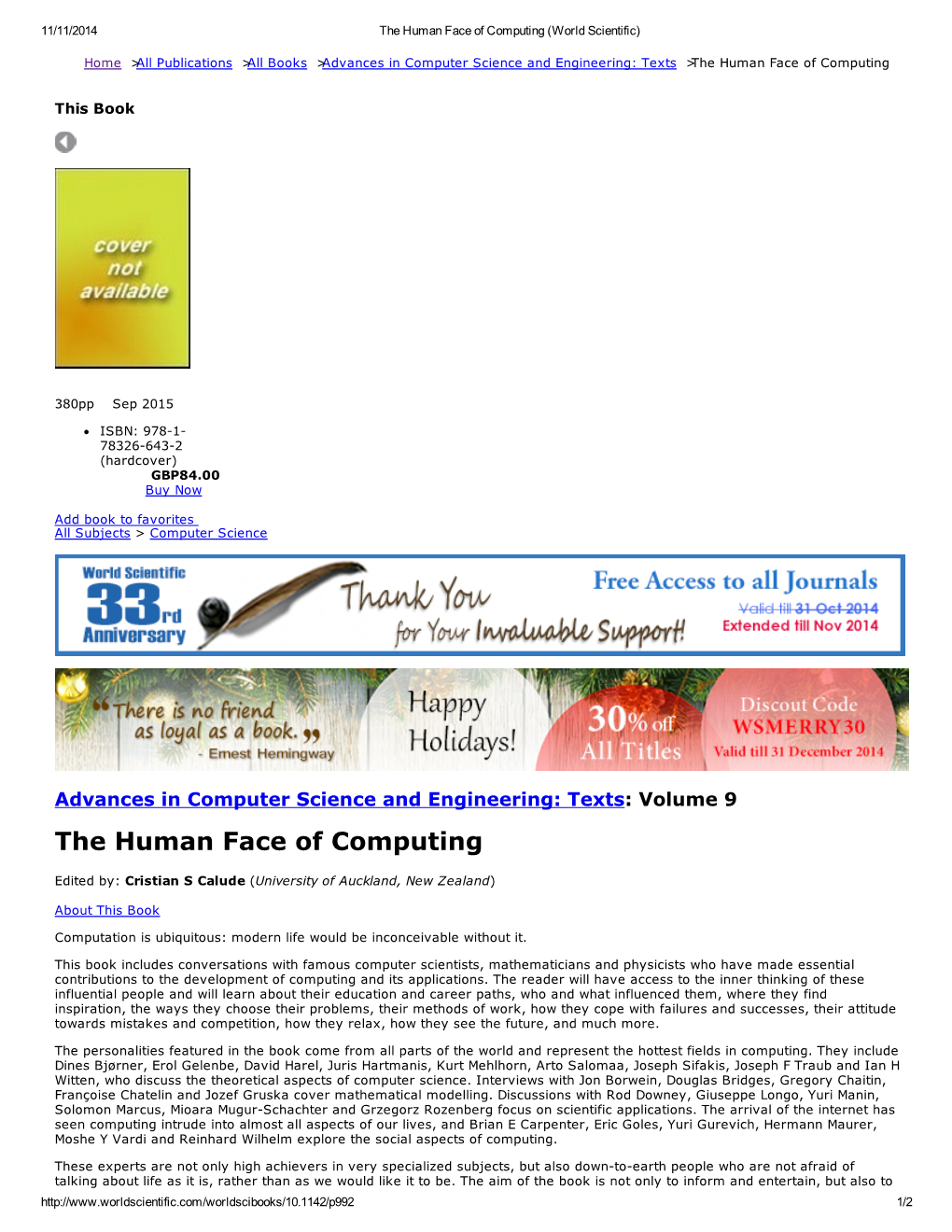 The Human Face of Computing (World Scientific)