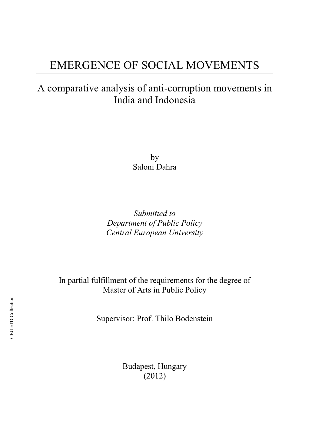 Emergence of Social Movements