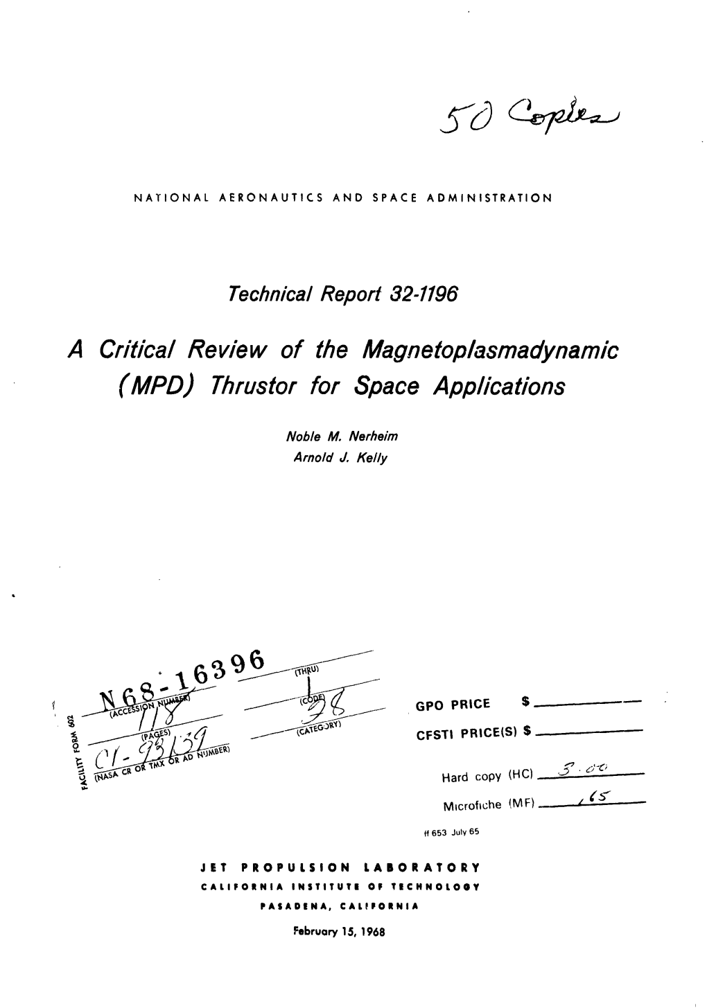 (MPD) Thrustor for Space Applications