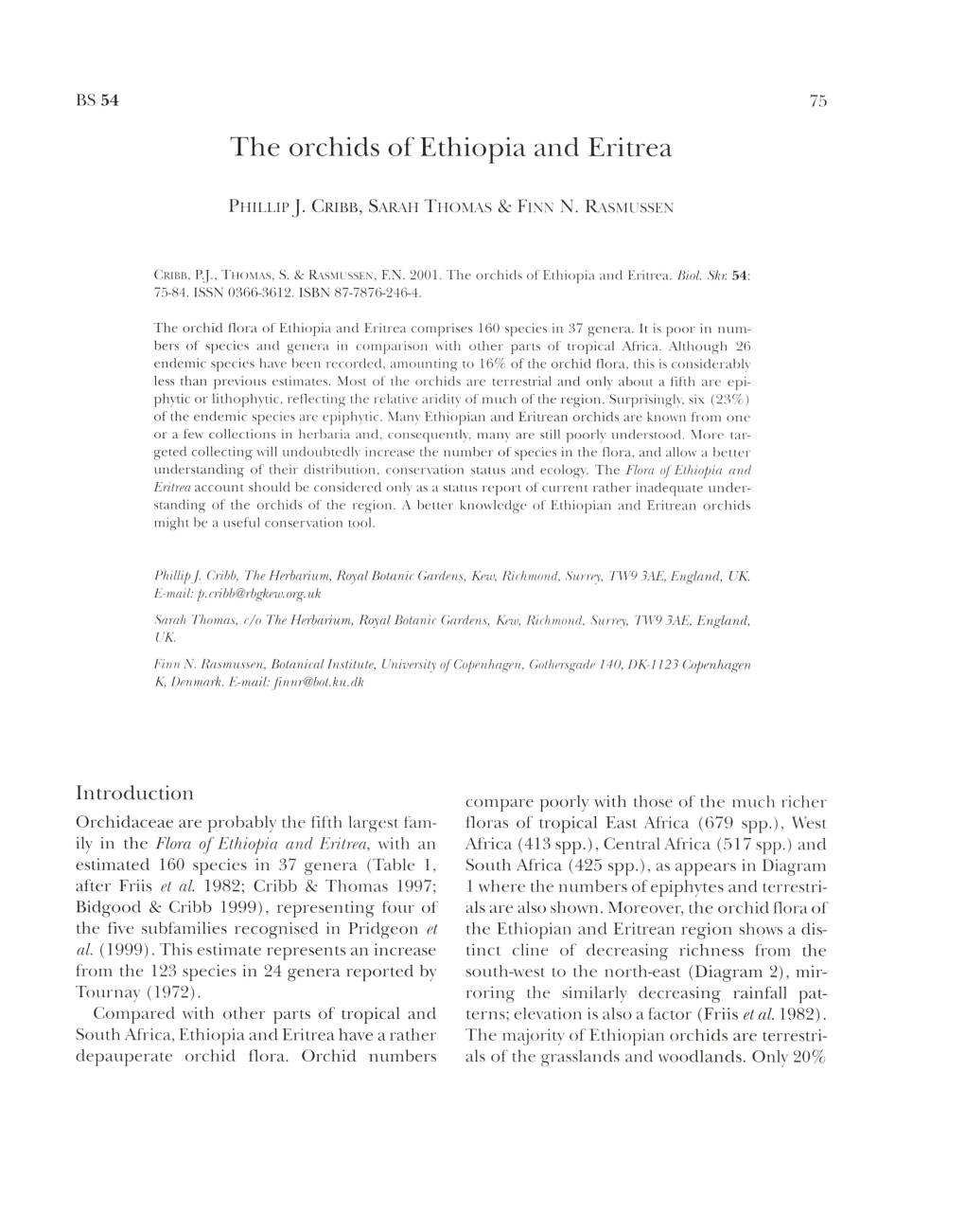 The Orchids of Ethiopia and Eritrea