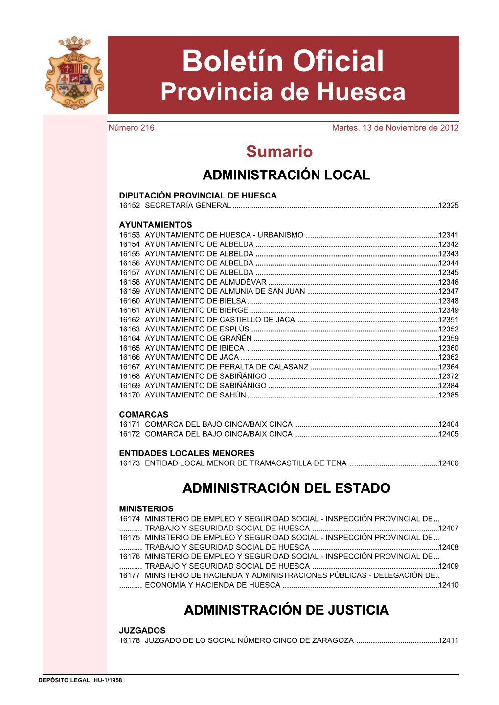 Boletín Oficial Provincia De Huesca