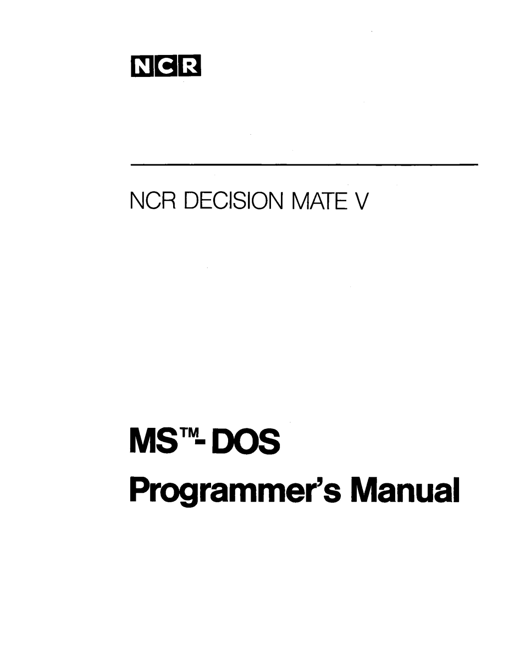 MS™- DOS Programmer's Manual