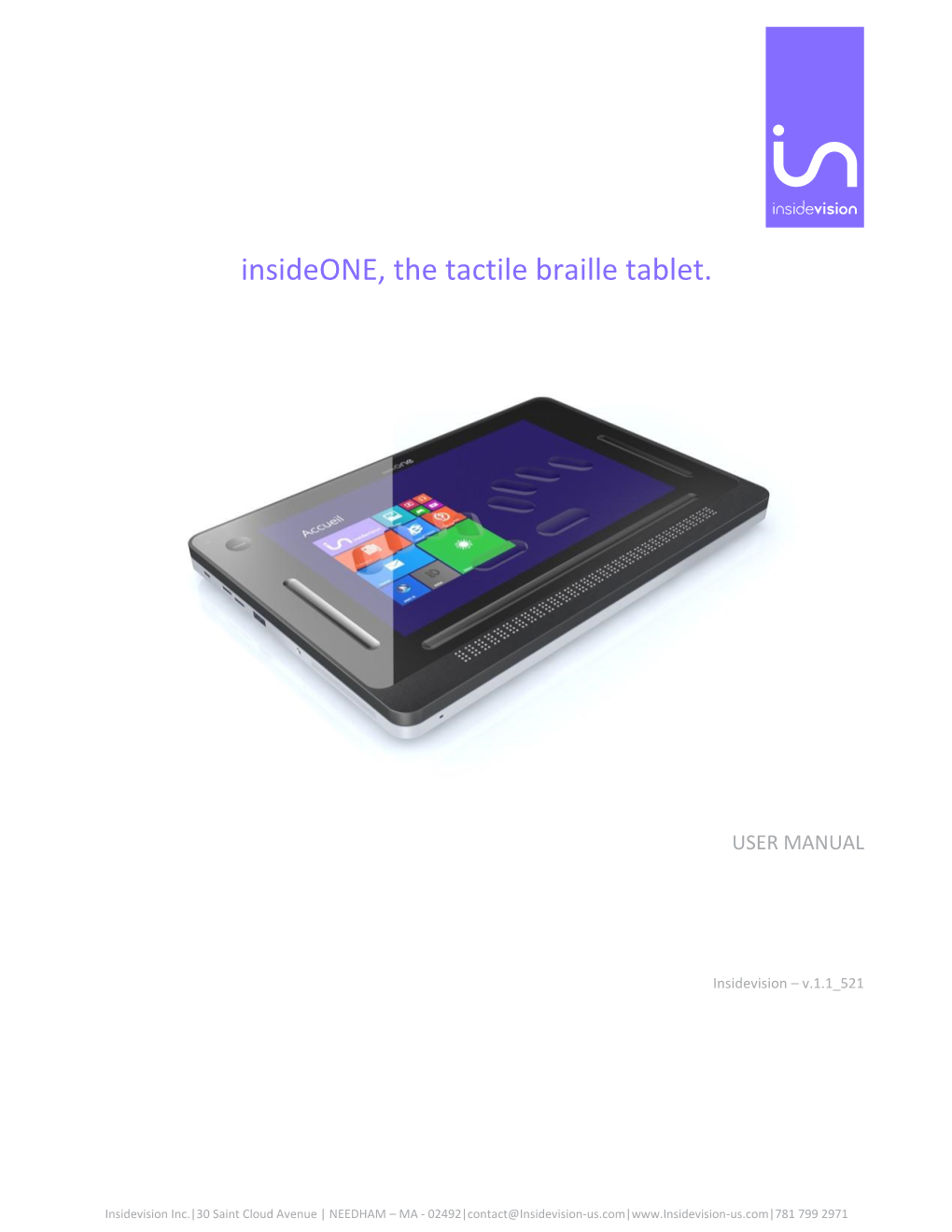 Insideone, the Tactile Braille Tablet