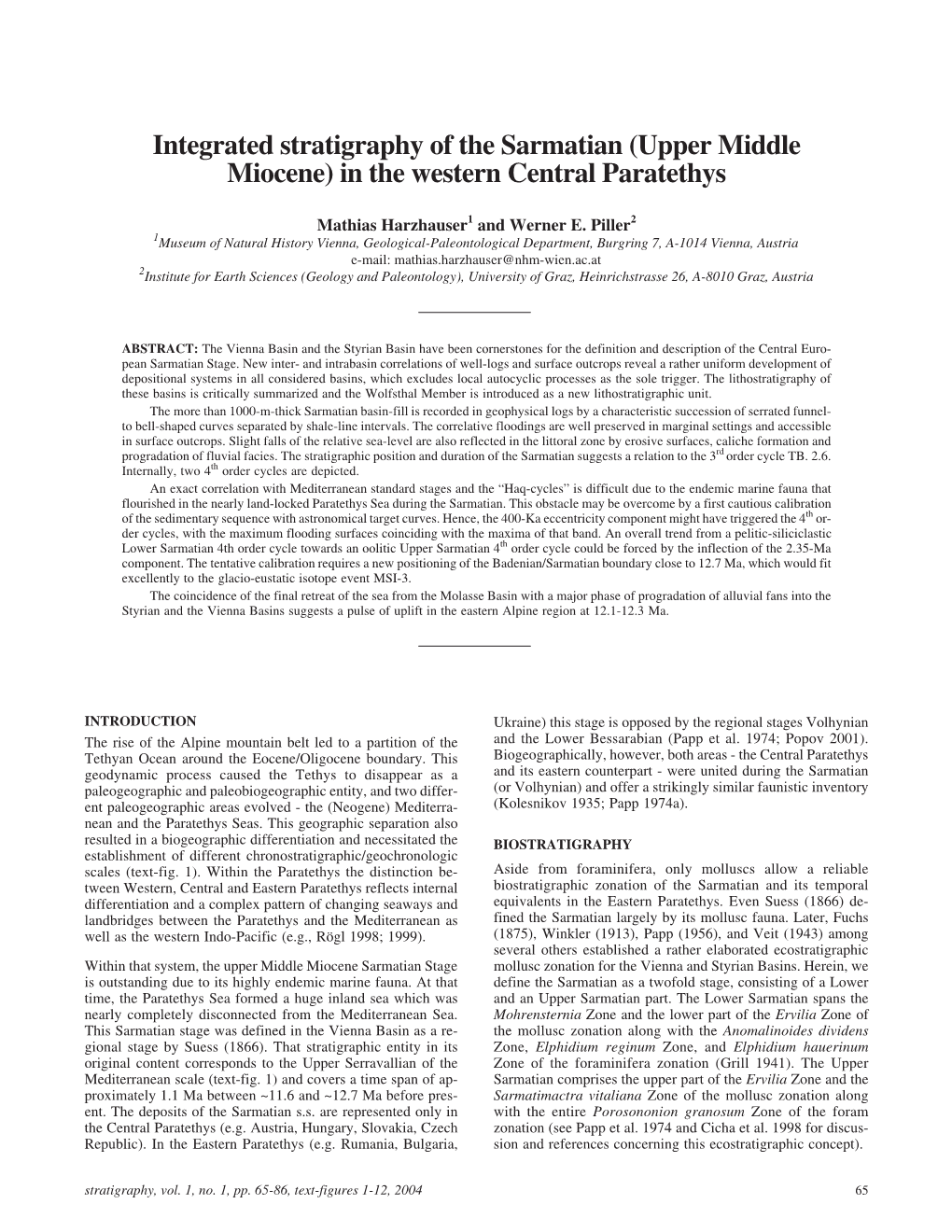 Integrated Stratigraphy of the Sarmatian (Upper Middle Miocene) in the Western Central Paratethys