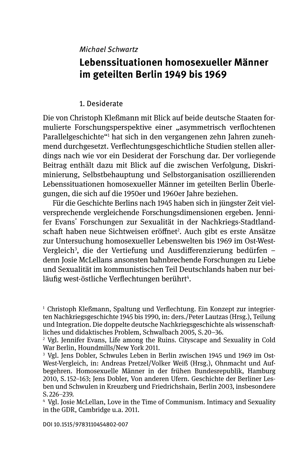 Lebenssituationen Homosexueller Männer Im Geteilten Berlin 1949 Bis 1969