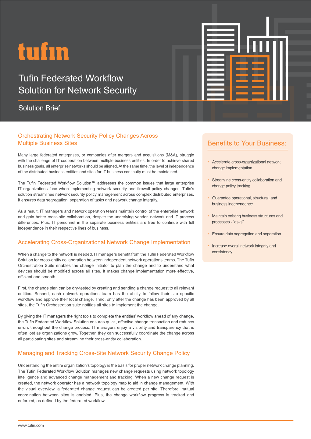 Tufin Federated Workflow Solution for Network Security