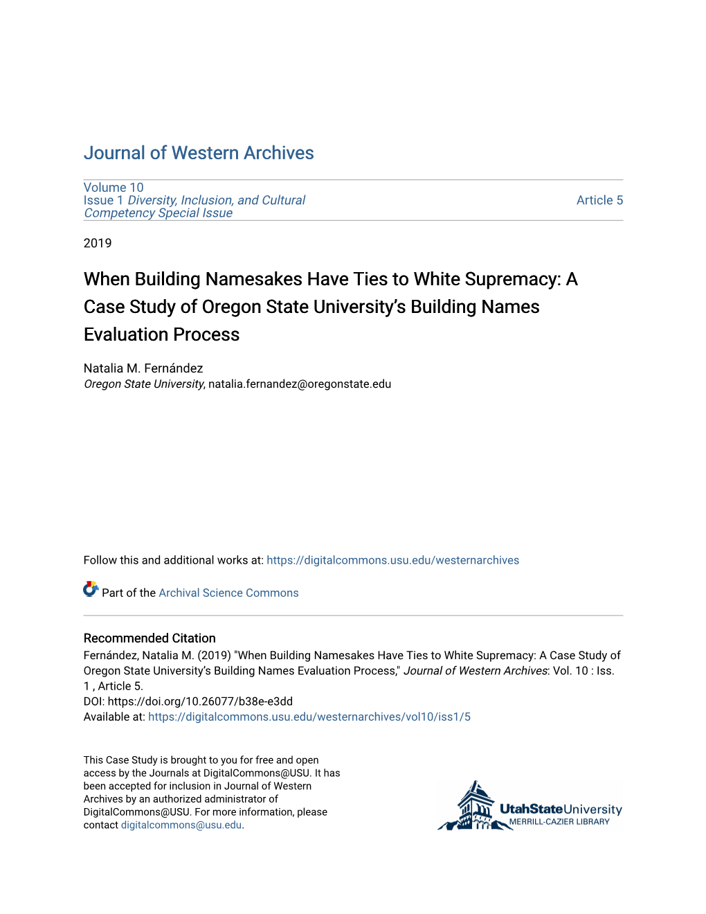A Case Study of Oregon State University's Building Names Evaluation Proc