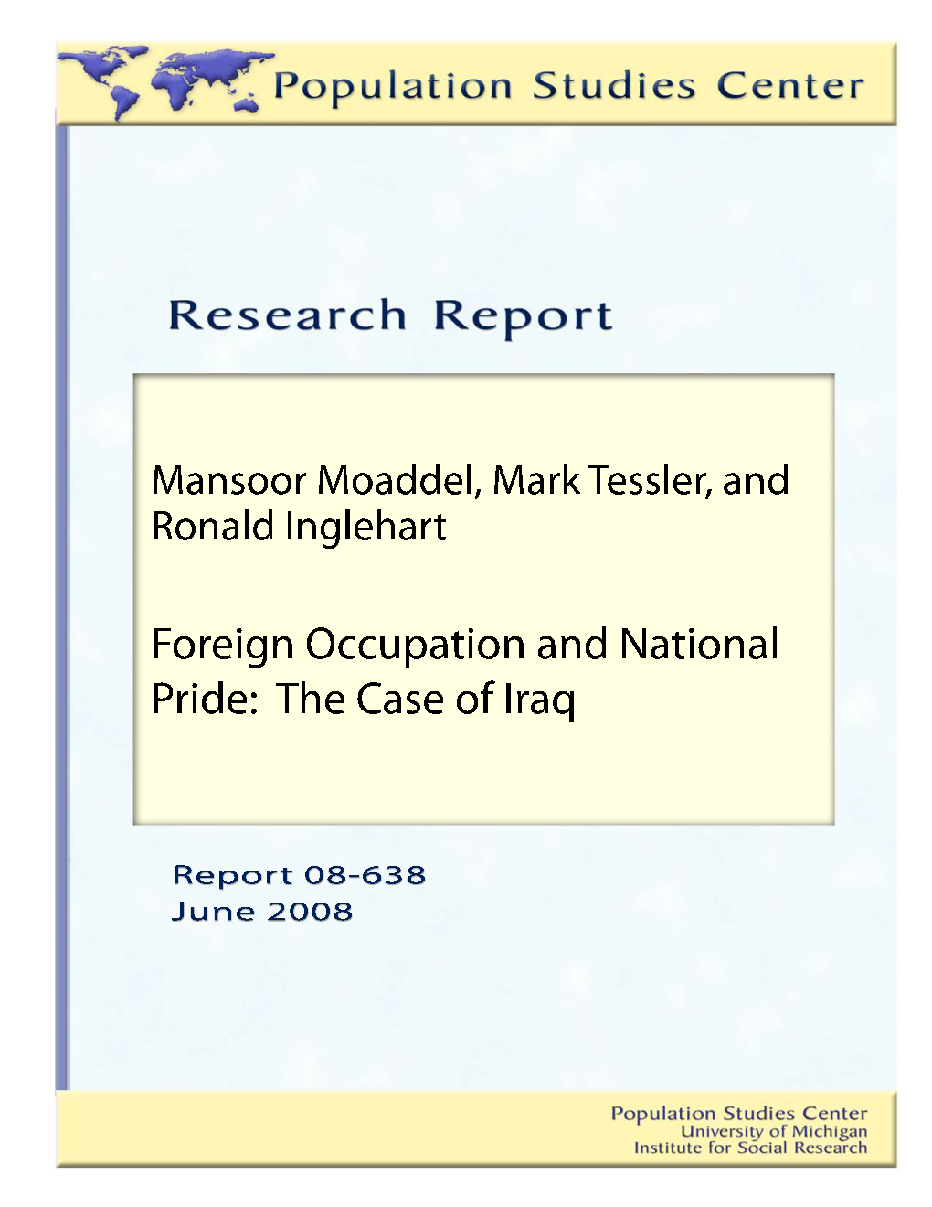 Foreign Occupation and National Pride, the Case of Iraq