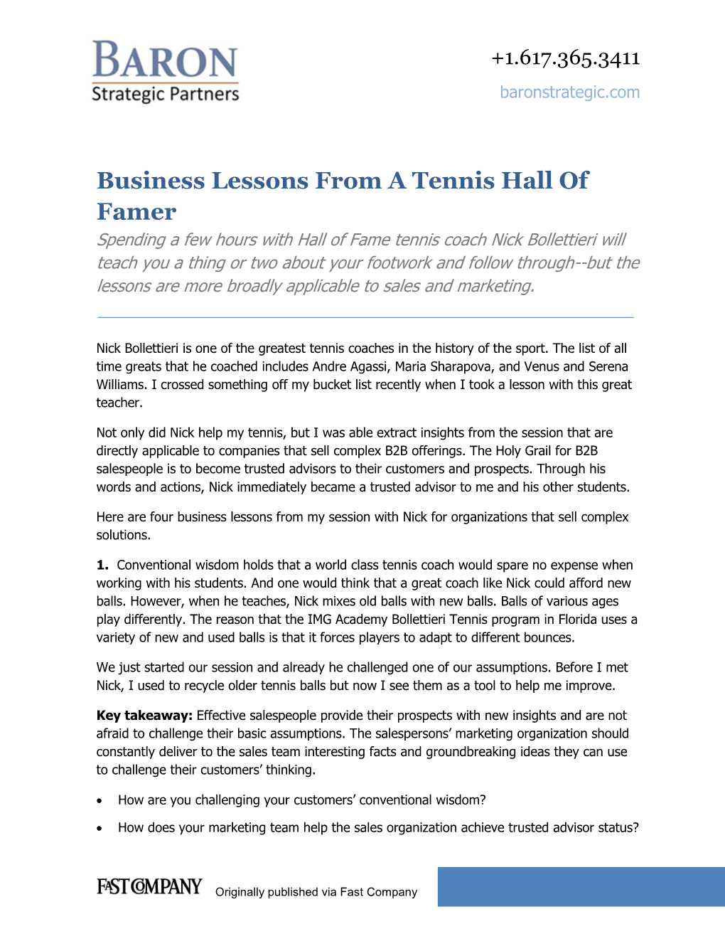 Business Lessons from a Tennis Hall of Famer