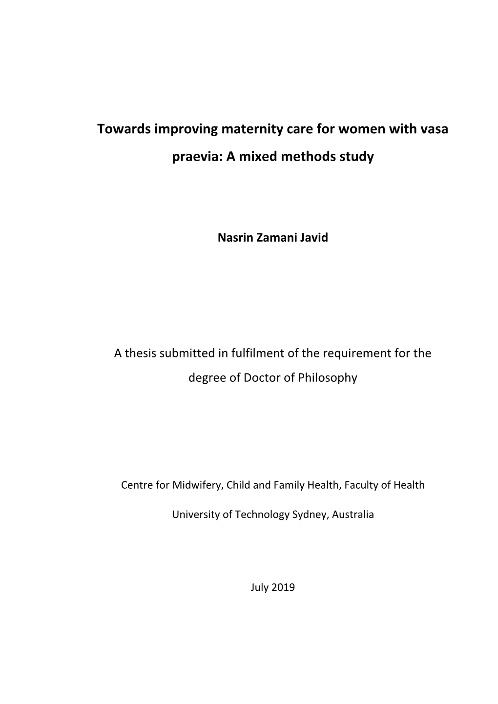 Towards Improving Maternity Care for Women with Vasa Praevia: a Mixed Methods Study