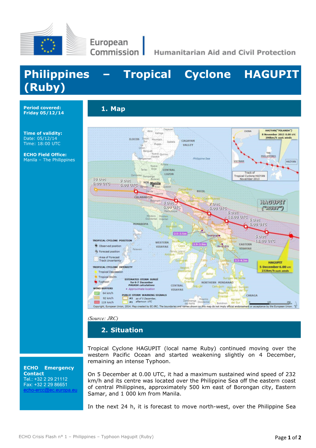 Philippines – Tropical Cyclone HAGUPIT (Ruby) ECHO CRISIS FLASH N° 8