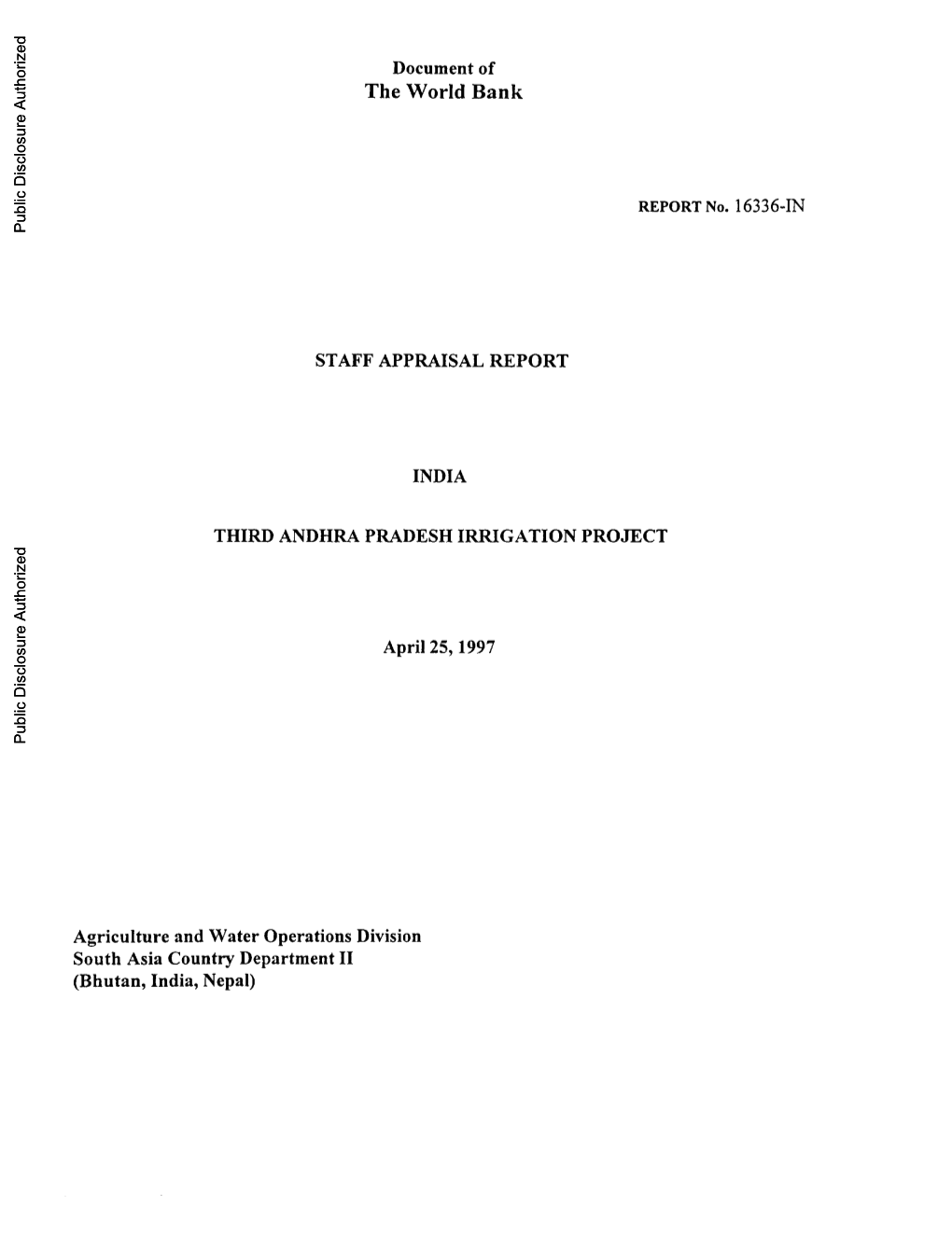 Document of the World Bank