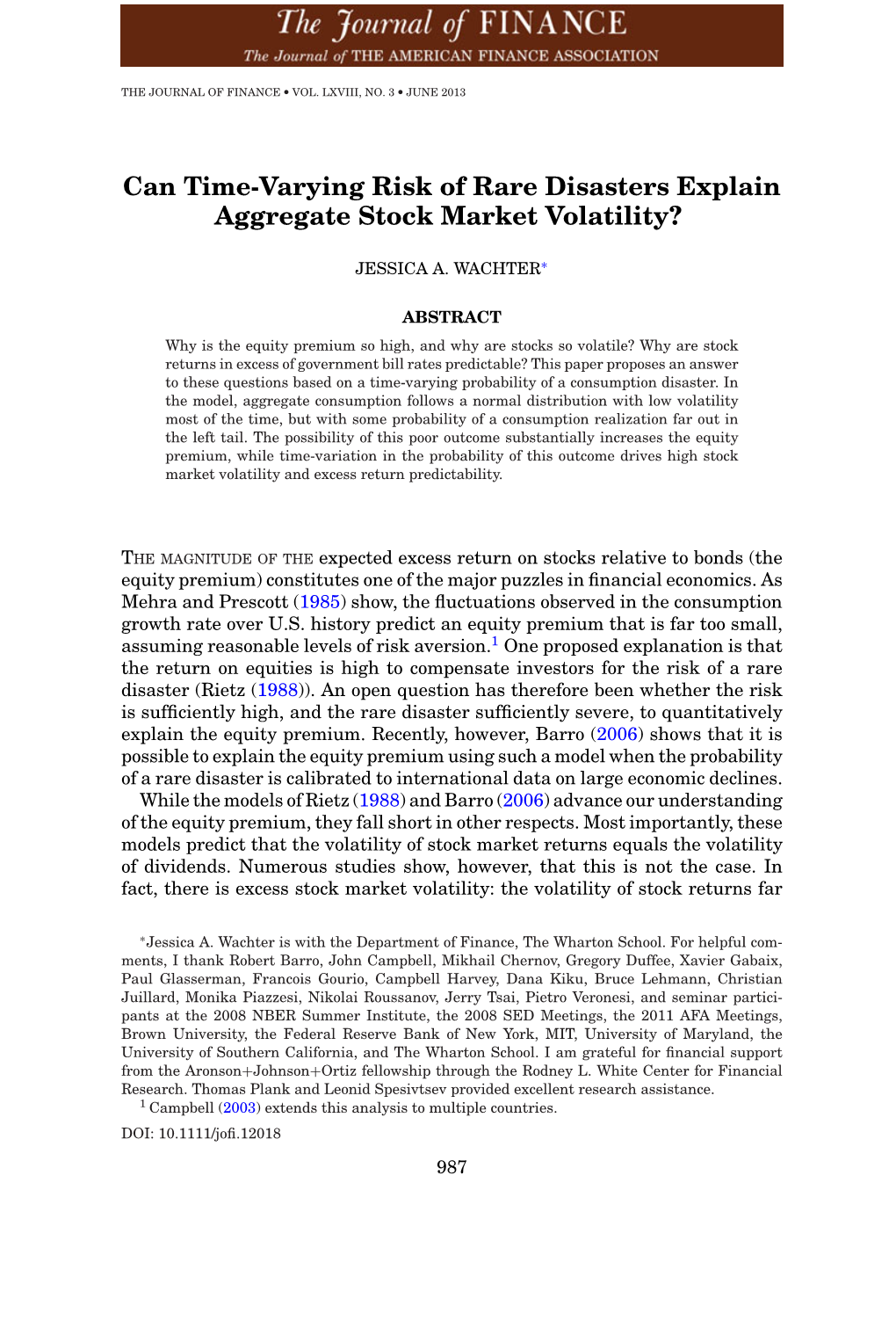 Can Time-Varying Risk of Rare Disasters Explain Aggregate Stock Market Volatility?