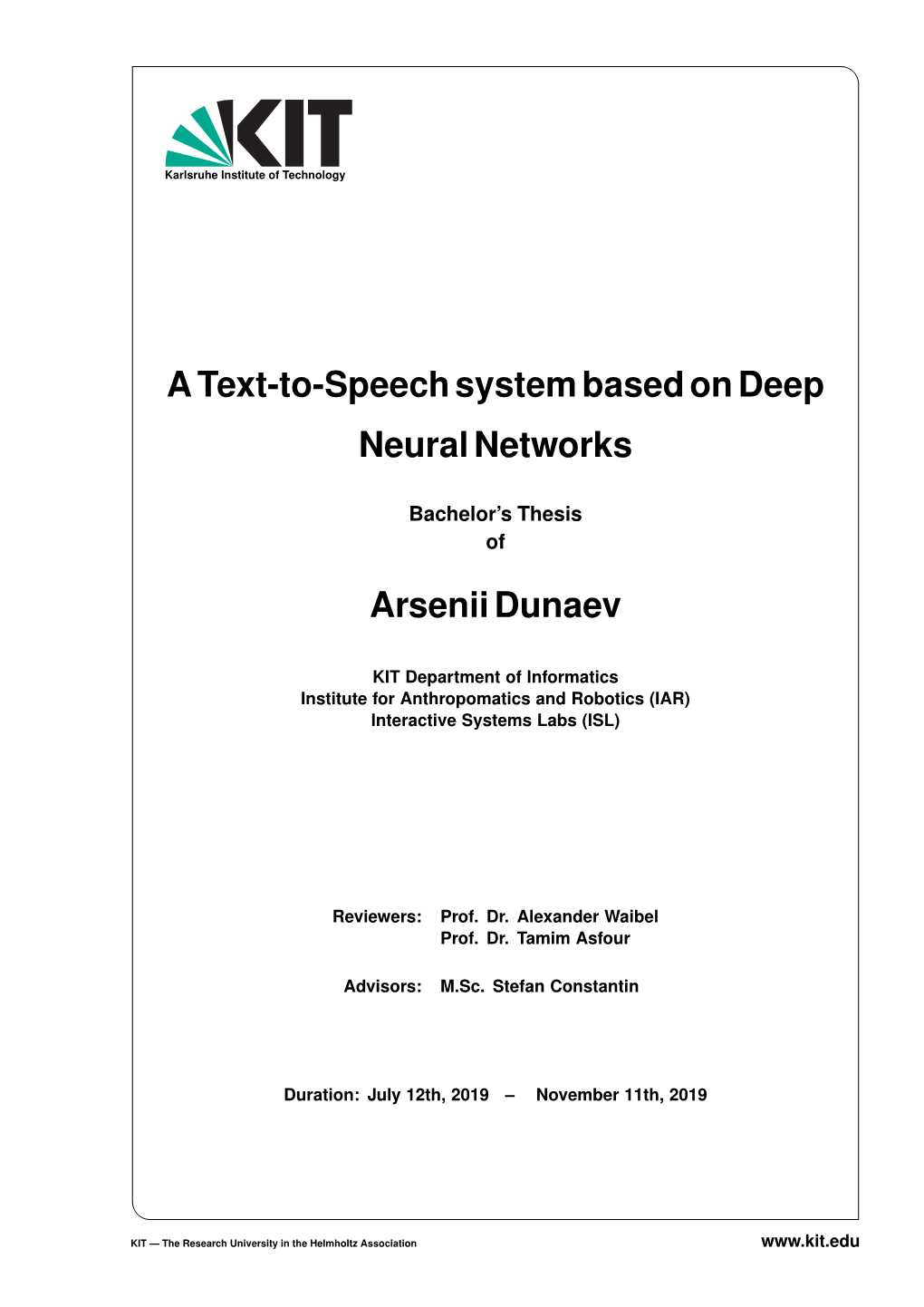 A Text-To-Speech System Based on Deep Neural Networks