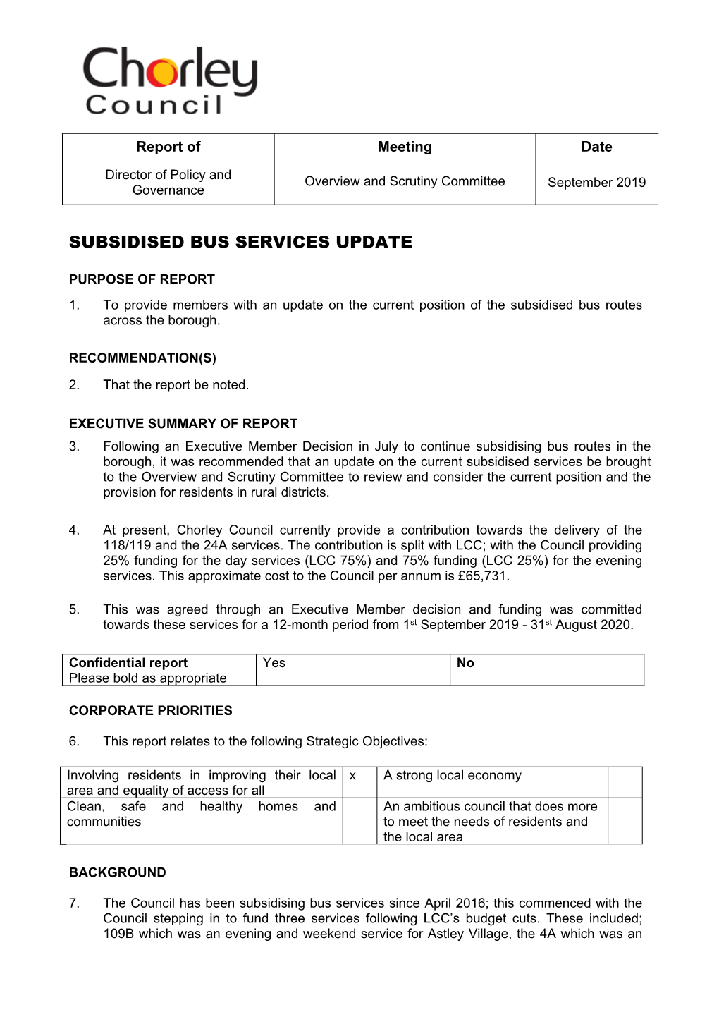 Subsidised Bus Services Update