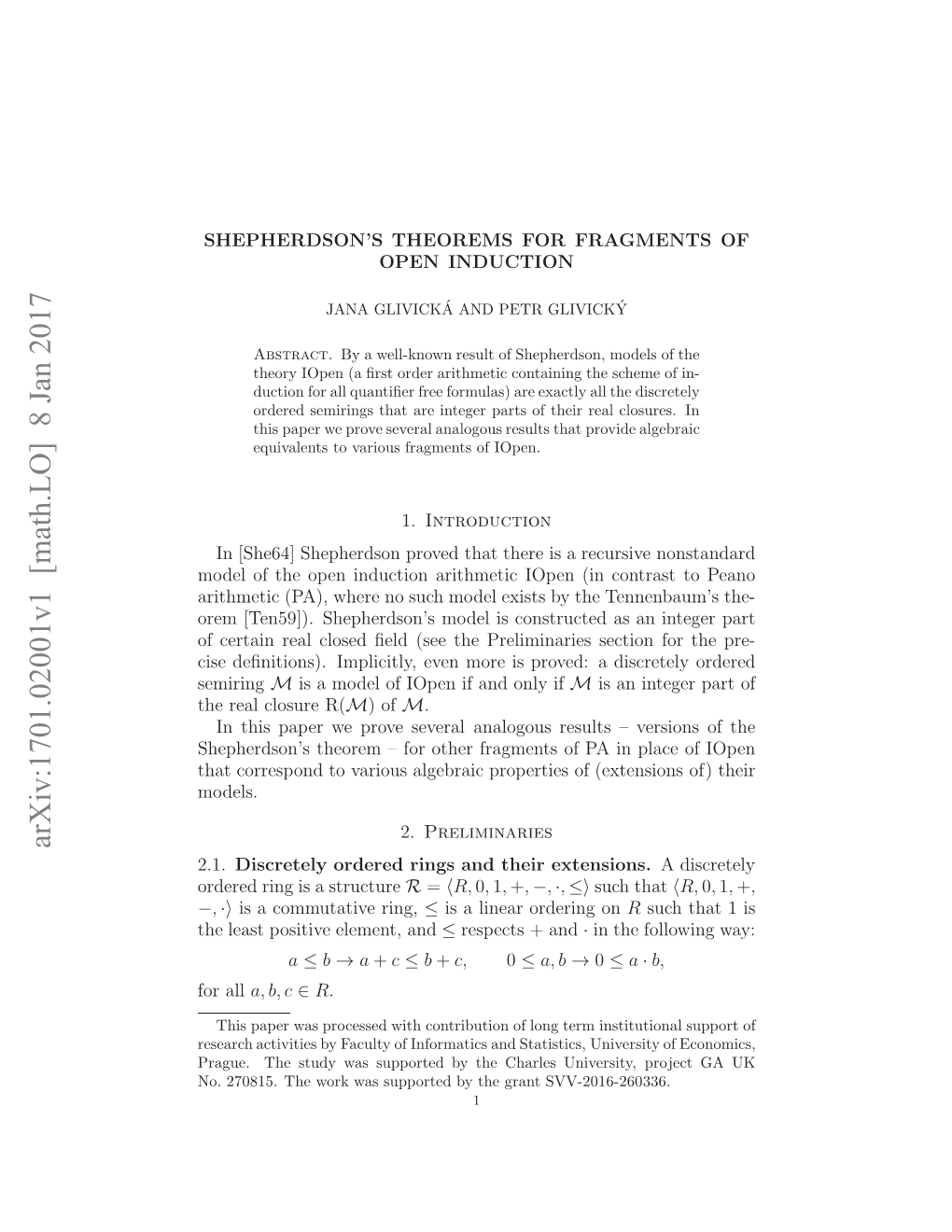 Arxiv:1701.02001V1 [Math.LO]