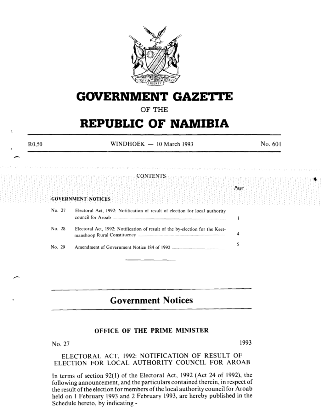 GOVERNMENT GAZE'ne REPUBLIC of NAMIBIA