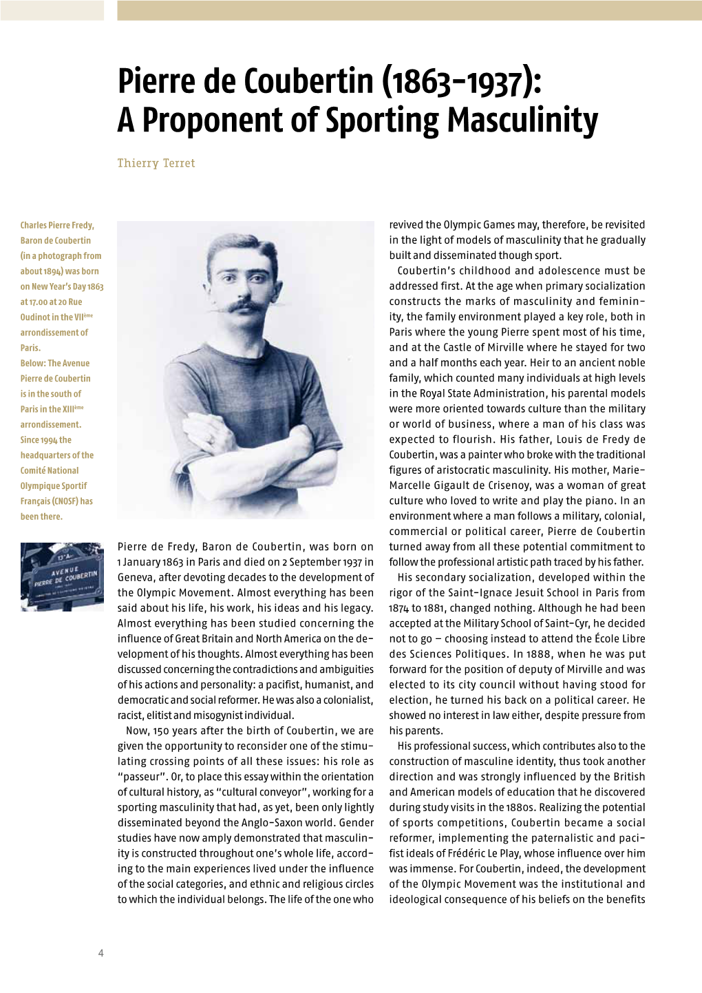 Pierre De Coubertin (1863-1937): a Proponent of Sporting Masculinity