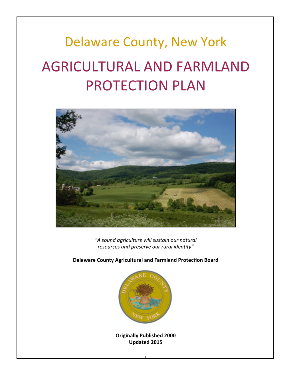 Delaware County Agricultural and Farmland Protection Plan