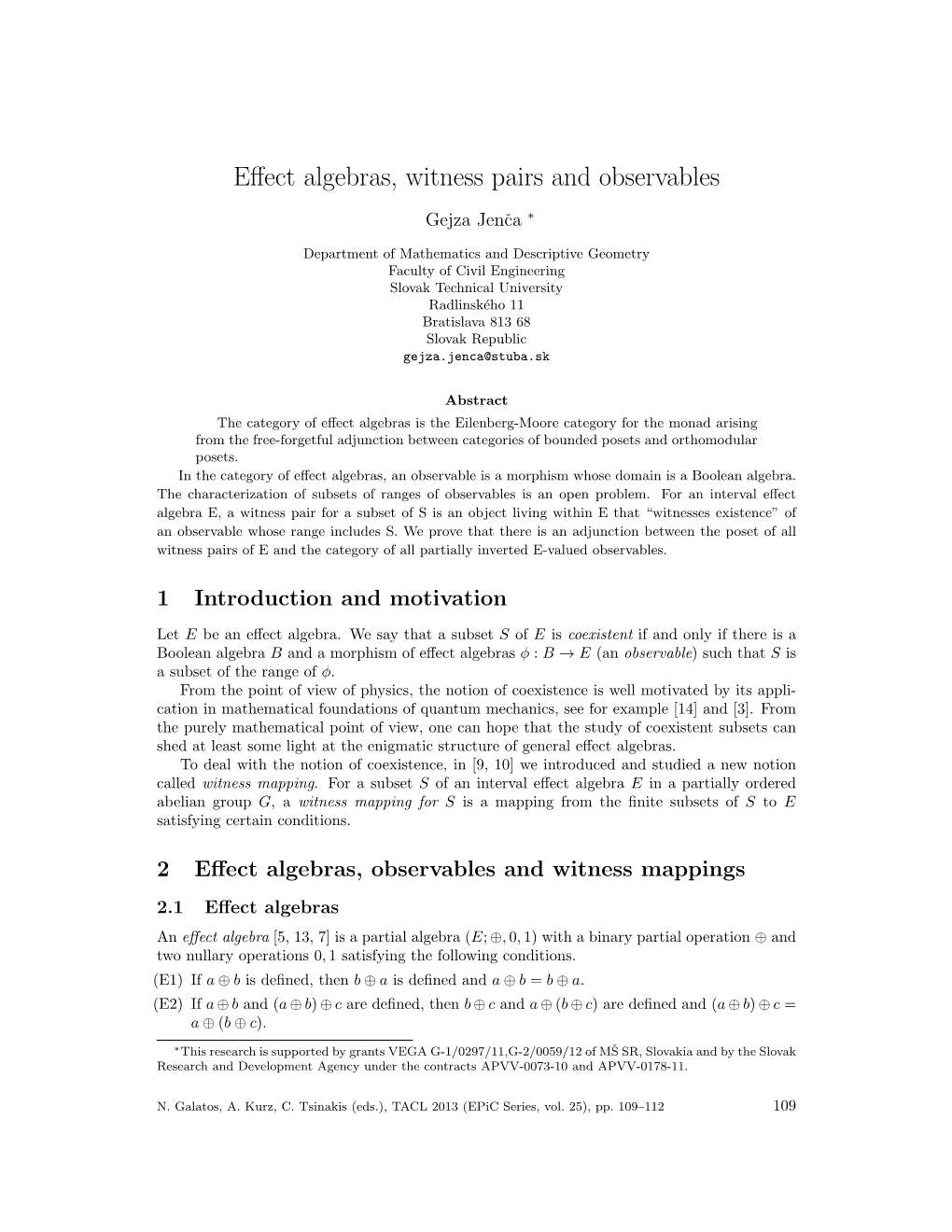 Effect Algebras, Witness Pairs and Observables