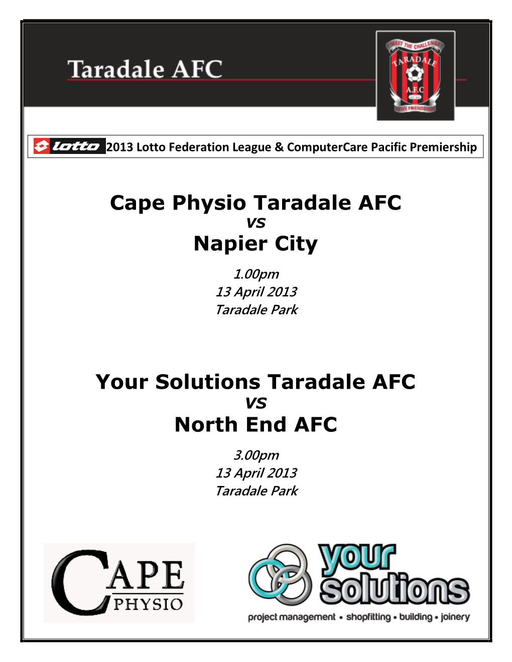 Cape Physio Taradale Vs Napier City