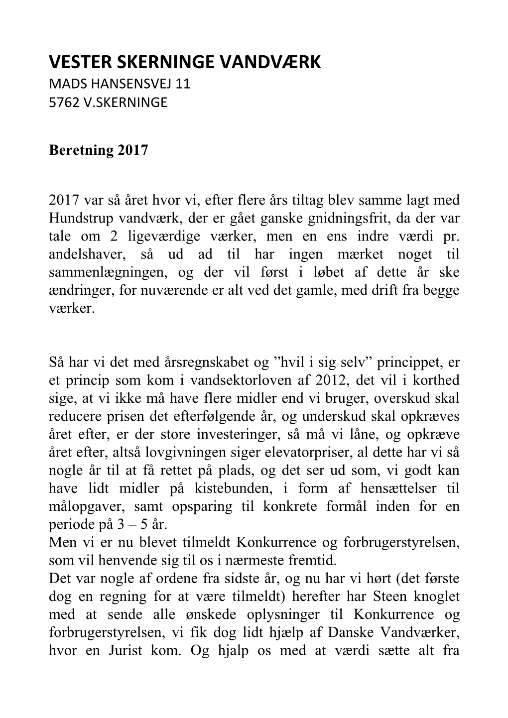 Formandens Beretning 2017