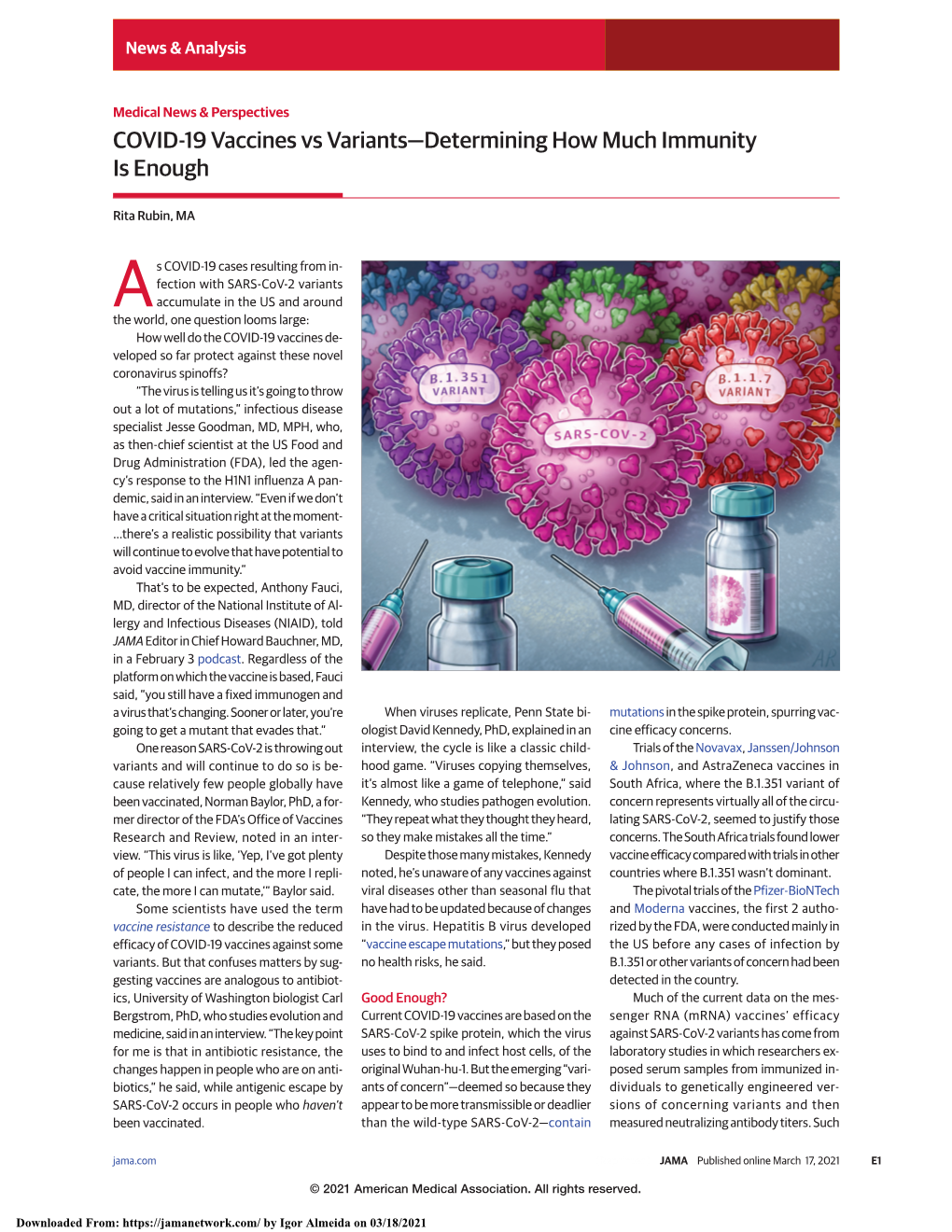 COVID-19 Vaccines Vs Variants—Determining How Much Immunity Is Enough