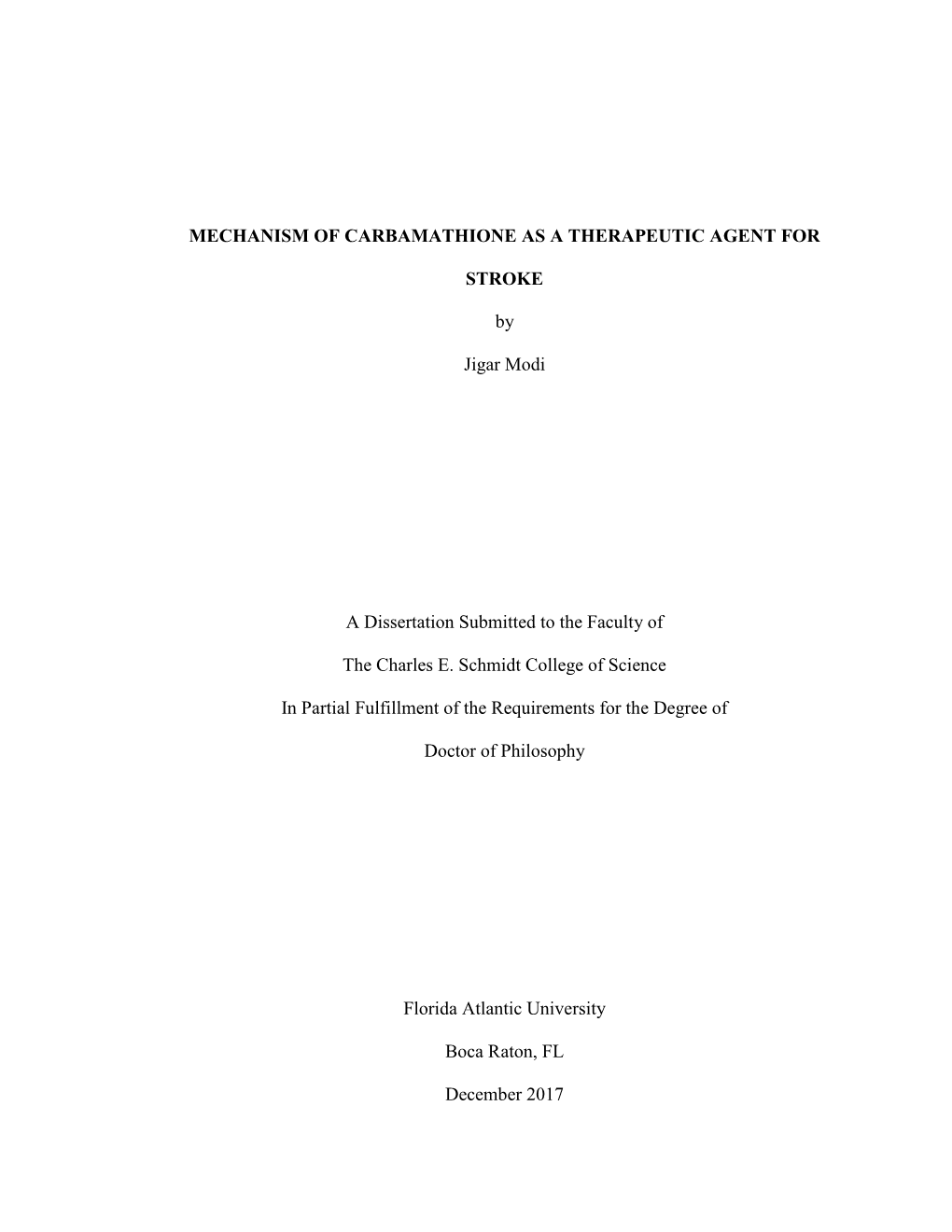 Mechanism of Carbamathione As a Therapeutic Agent For