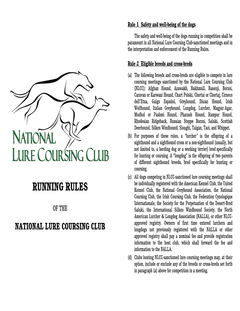 NLCC Running Rules