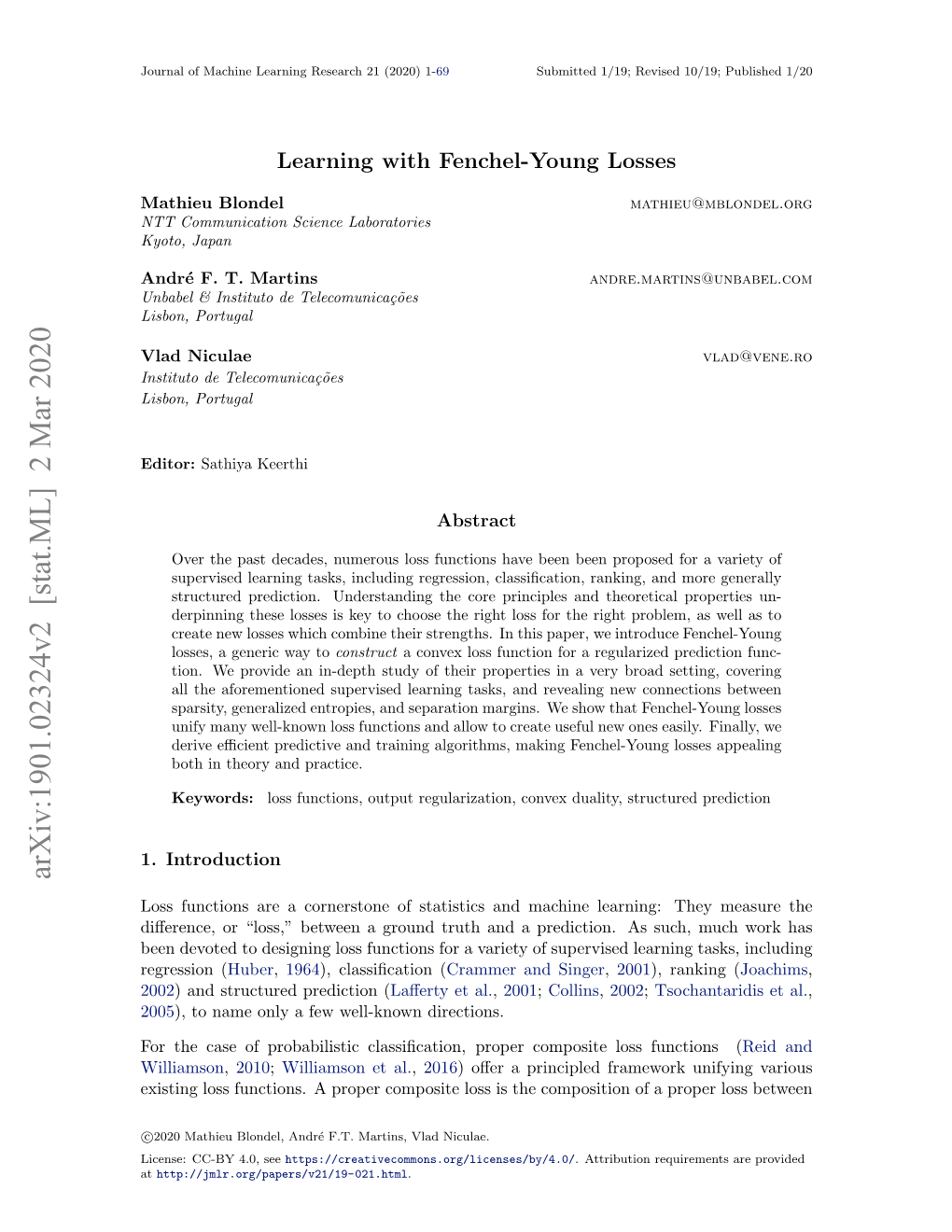 Learning with Fenchel-Young Losses