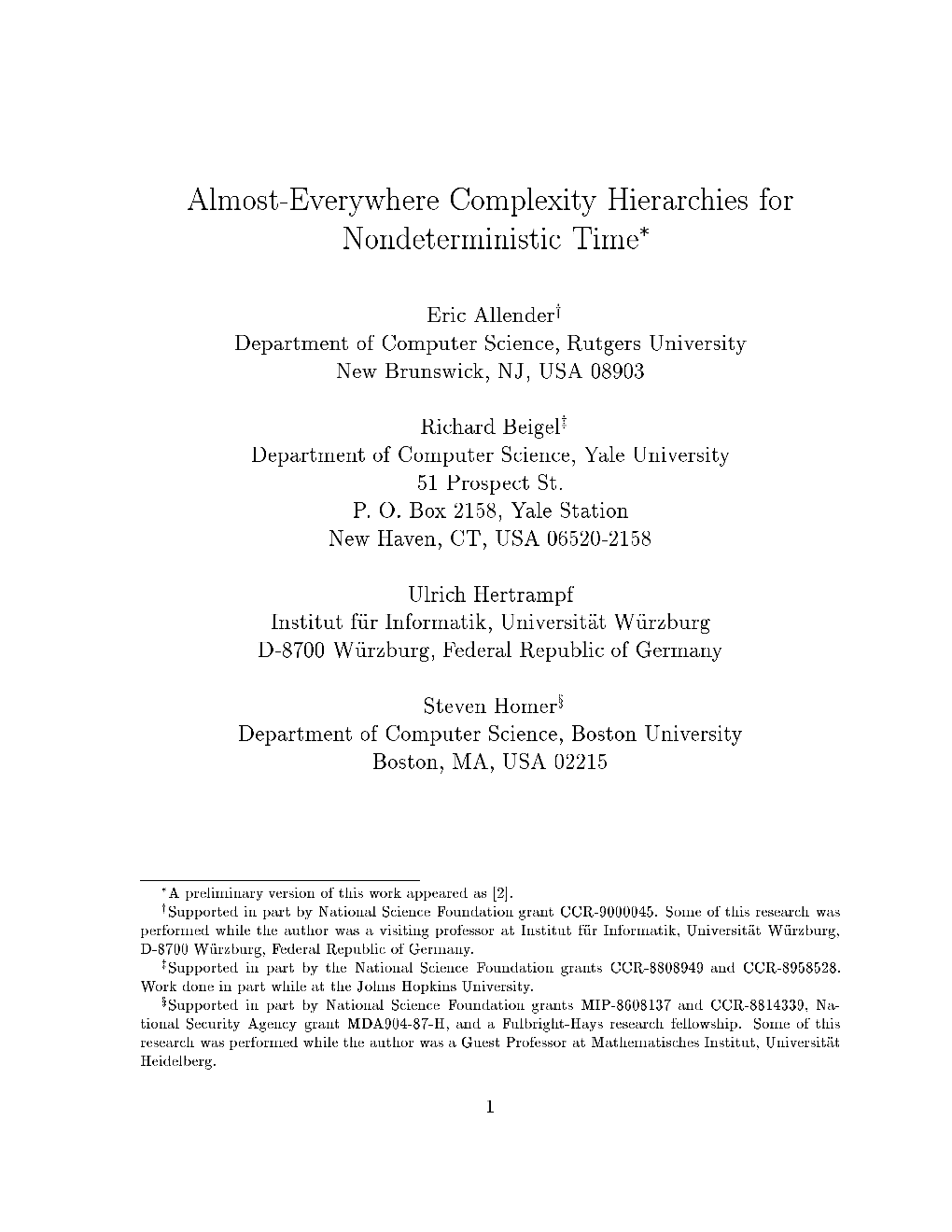 Almost-Everywhere Complexity Hierarchies for Nondeterministic Time