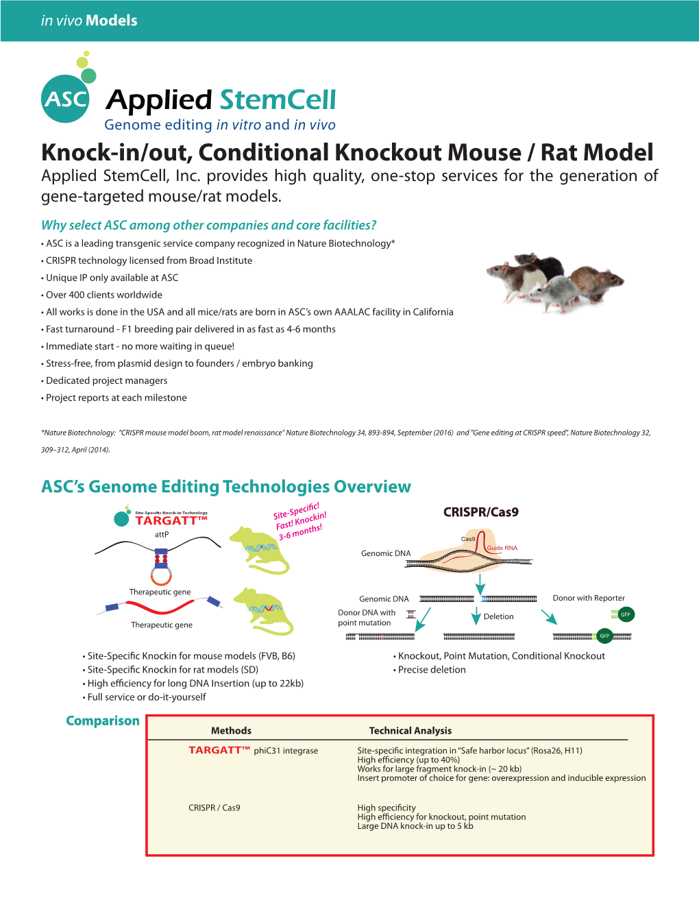 Knock-In/Out, Conditional Knockout Mouse / Rat Model