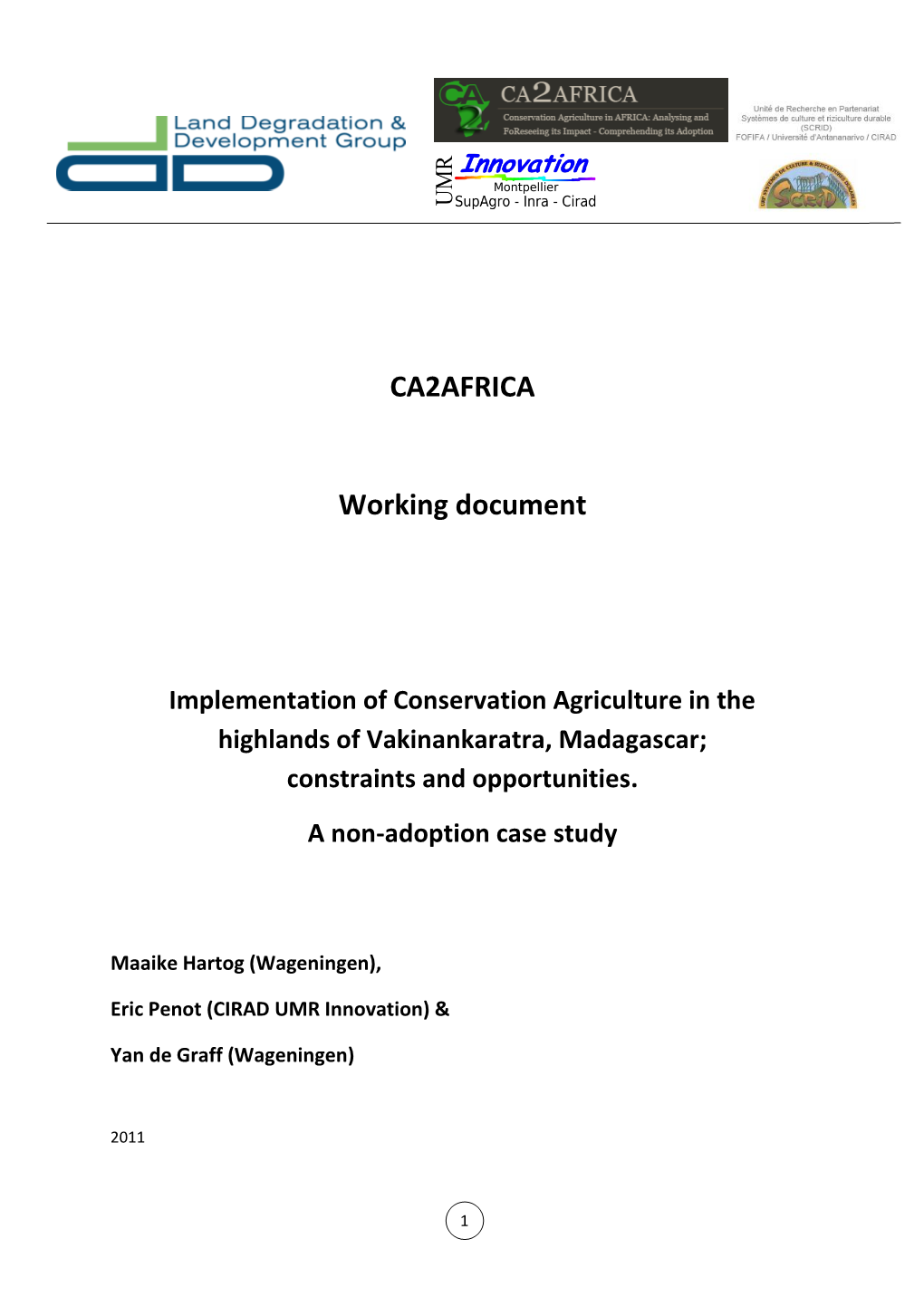 CA2AFRICA Working Document Implementation Of