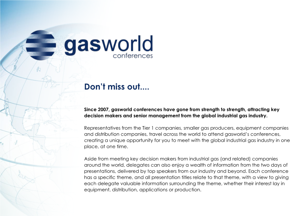 About Gasworld Conferences