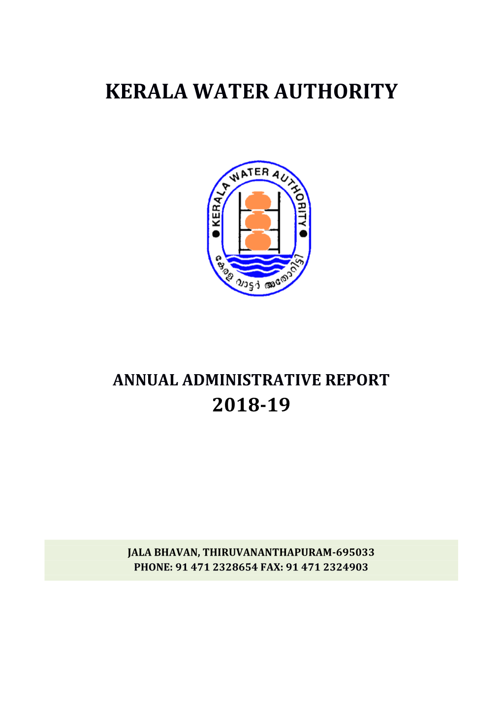 Kerala Water Authority Annual Administrative Report 2018-19