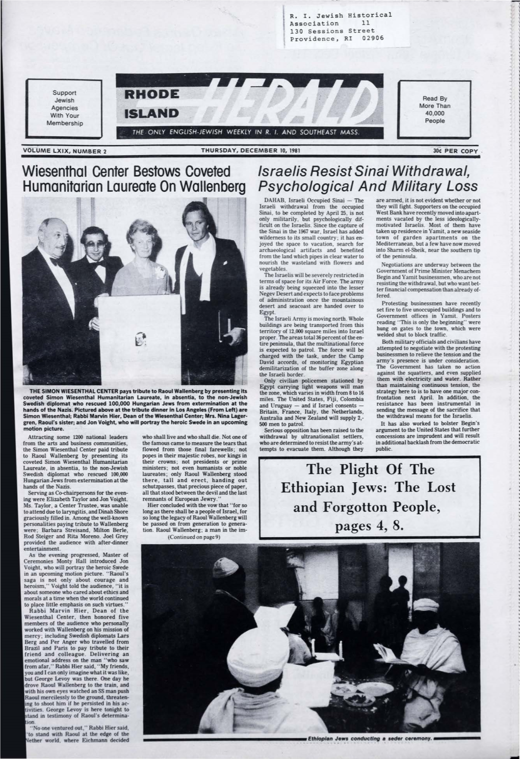 DECEMBER 10, 1981 'Opera Ala Carte' to Be Featured Asian Games Federation Moves at Temple Torat Yisrael Dec