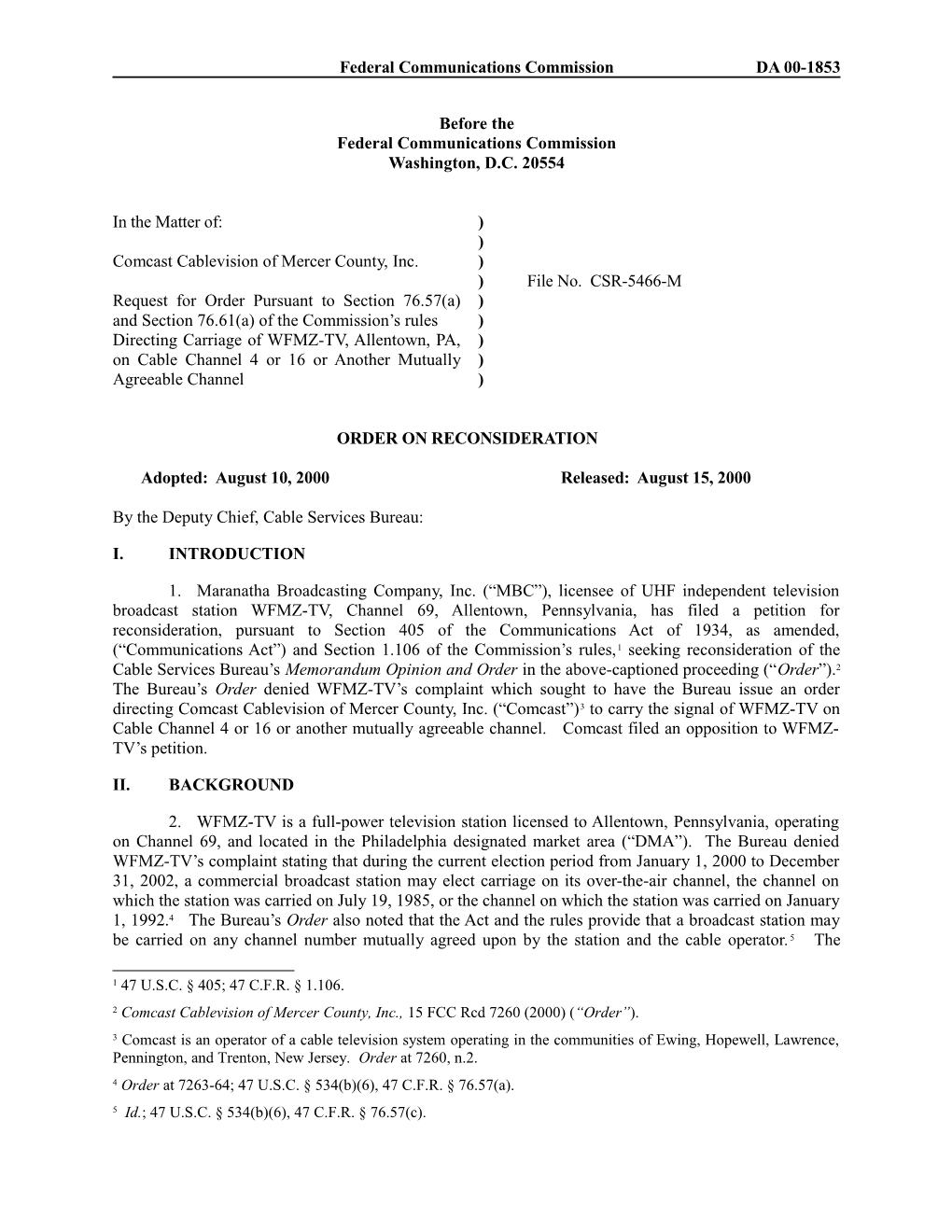 Federal Communications Commissionda 00-1853