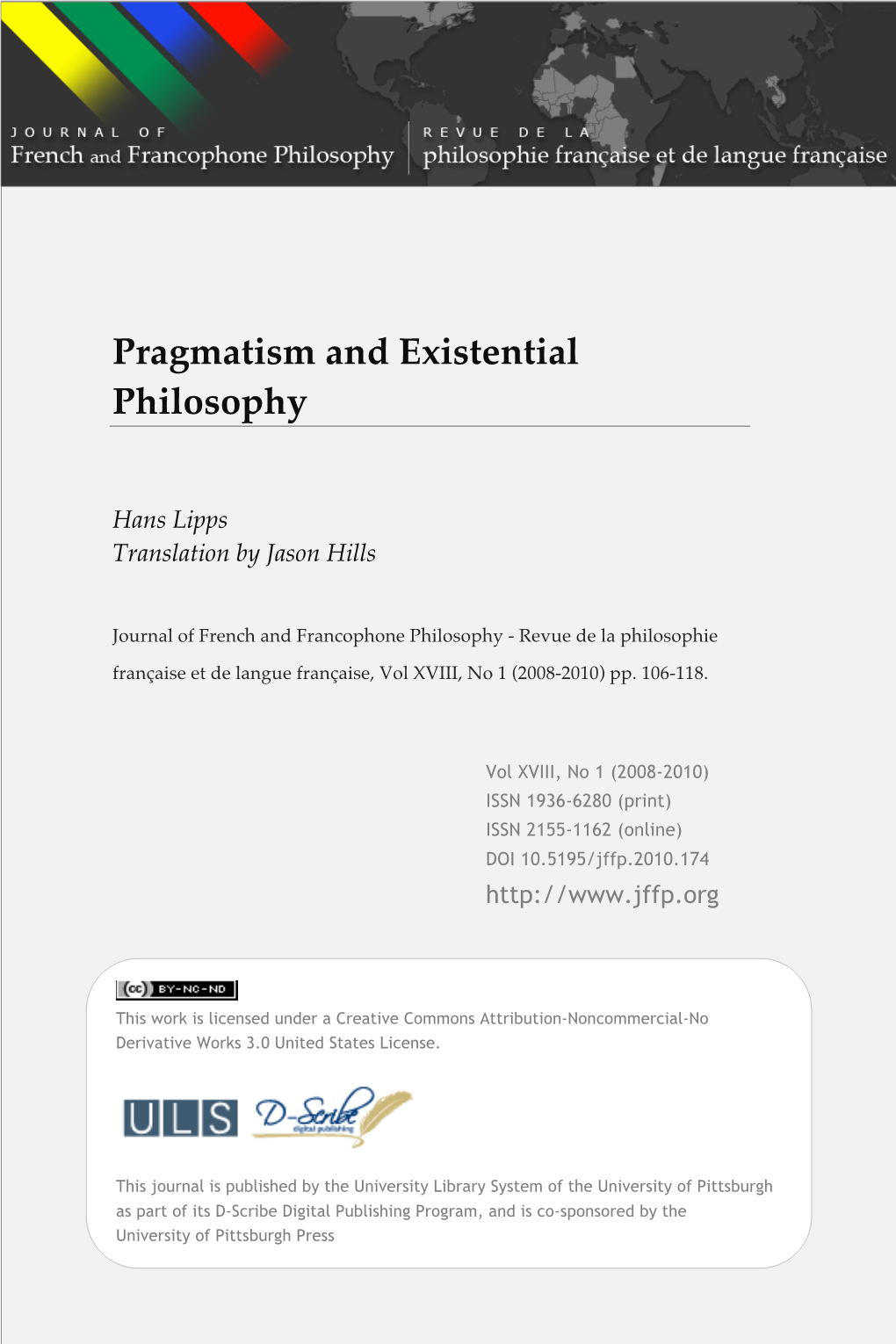 Pragmatism and Existential Philosophy