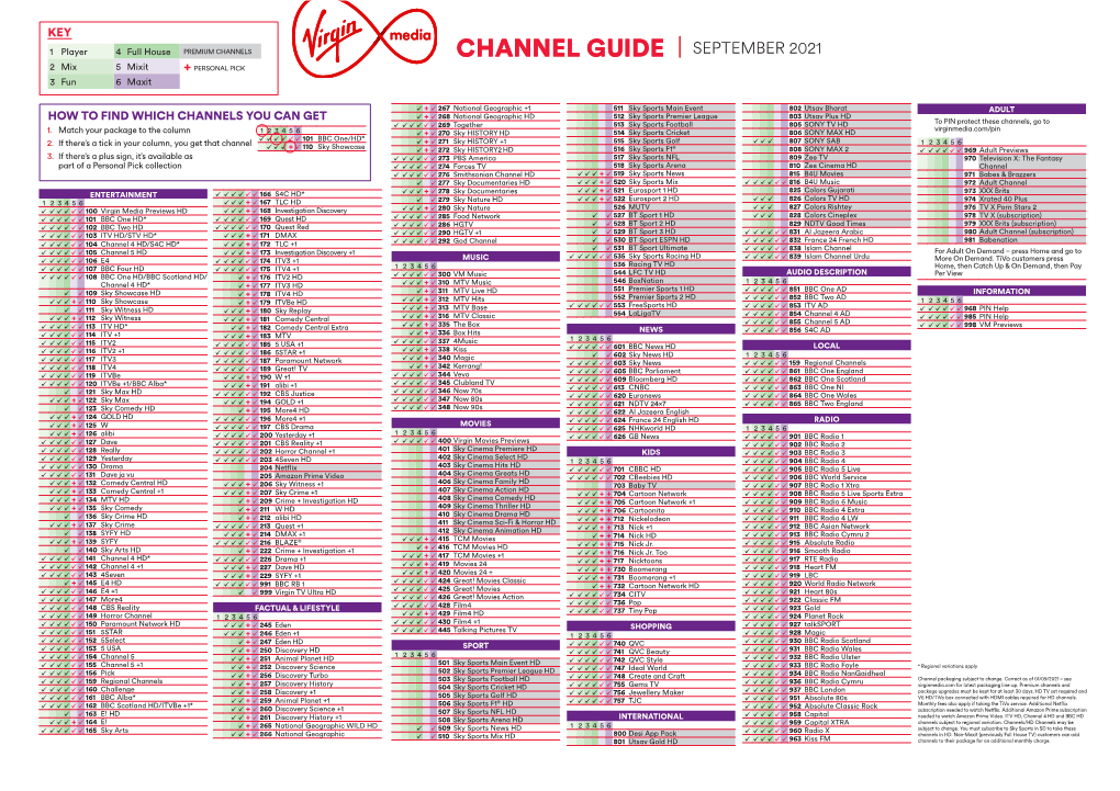 CHANNEL GUIDE SEPTEMBER 2021 2 Mix 5 Mixit + PERSONAL PICK 3 Fun 6 Maxit