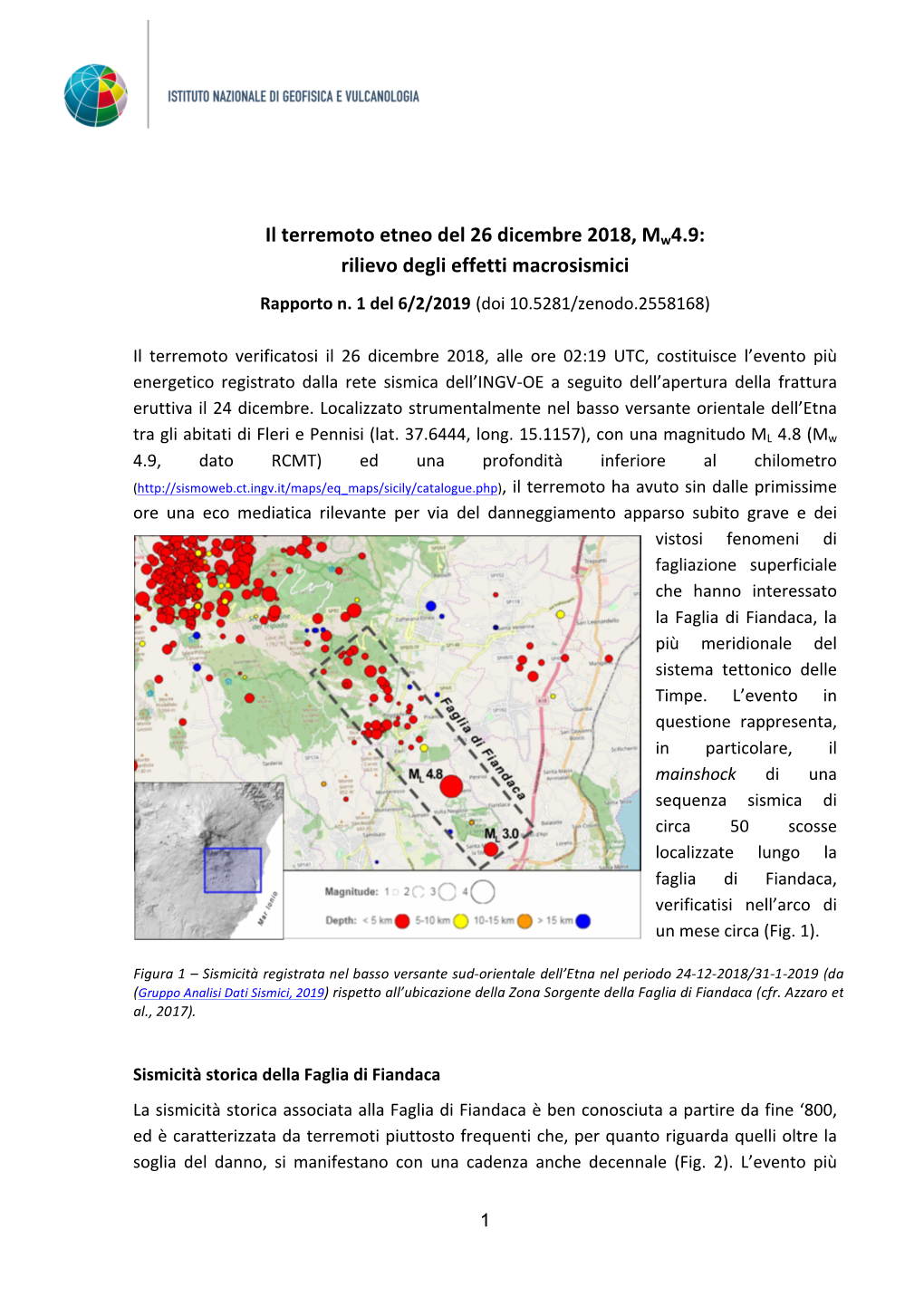 Il Terremoto Etneo Del 26 Dicembre 2018, Mw4.9: Rilievo Degli Effetti Macrosismici Rapporto N