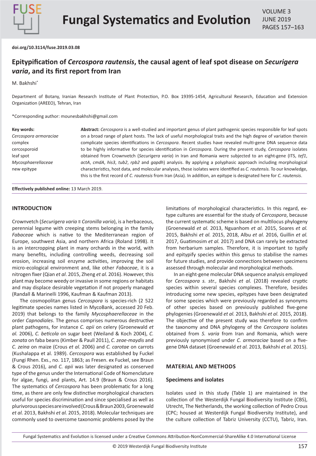 Cercospora Rautensis</I>, the Causal Agent of Leaf Spot Disease On