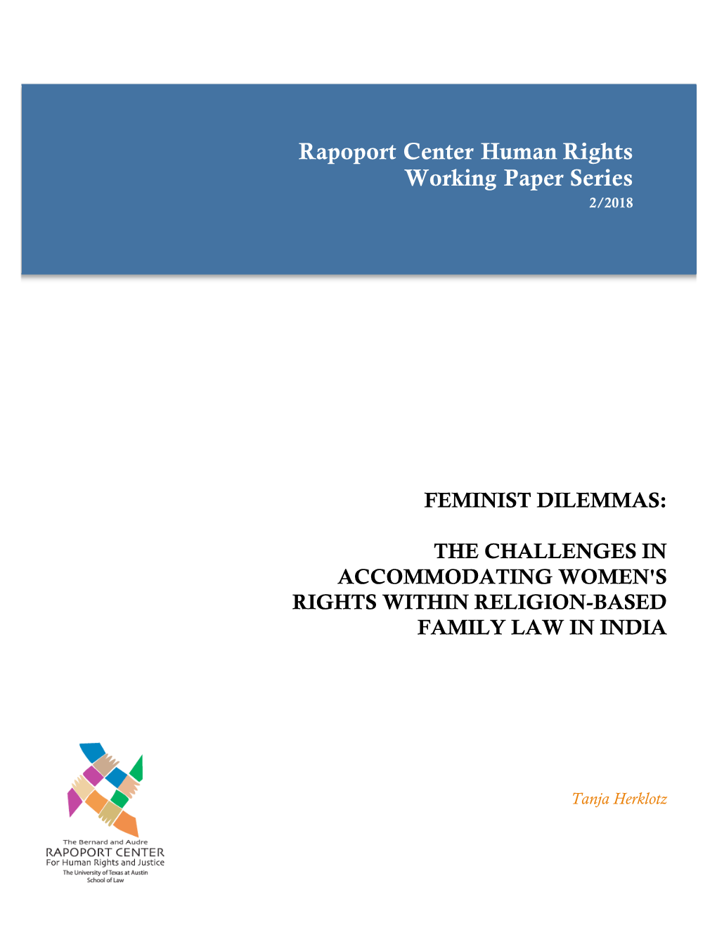 Rapoport Center Human Rights Working Paper Series 2/2018