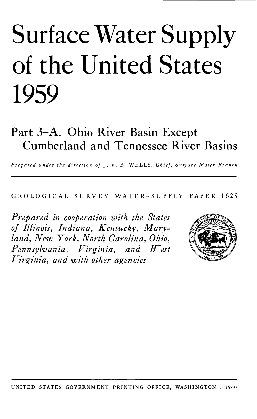 Surface Water Supply of the United States 1959