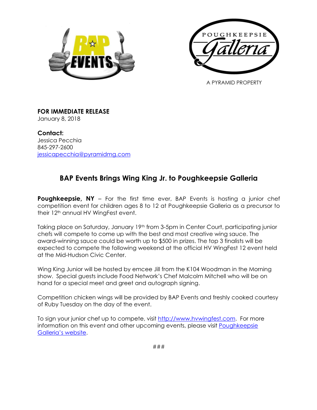 BAP Events Brings Wing King Jr. to Poughkeepsie Galleria